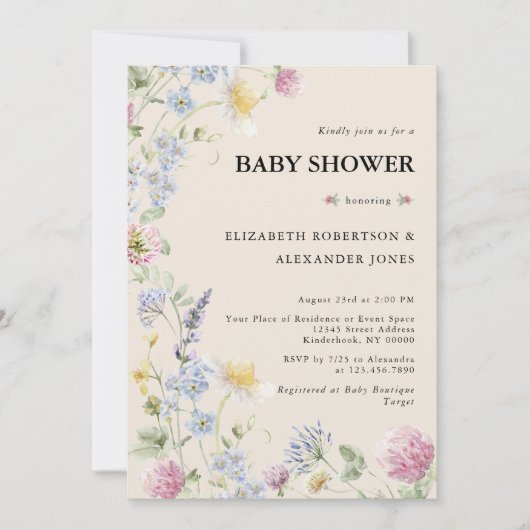 Wildflower Couples Baby Shower Invitation Einladung (Vorderseite)