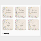 Wildflower Couples Baby Shower Quadratischer Aufkleber (Blatt)