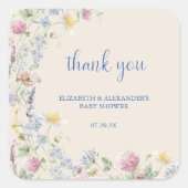 Wildflower Couples Baby Shower Quadratischer Aufkleber (Vorderseite)