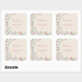 Wildflower Couples Baby Shower Quadratischer Aufkleber (Blatt)