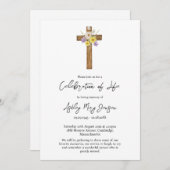 Wildflower Cross Celebration of Life Funeral Einladung (Vorne/Hinten)