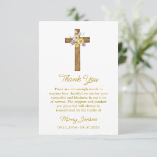 Wildflower Cross Sympathy Thank You Card Dankeskarte
