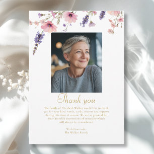 Wildflower-Dankeskarte für Trauerfoto Einladung