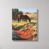 Wildflower Desert Grazing Horse Art Leinwanddruck (Vorderseite)