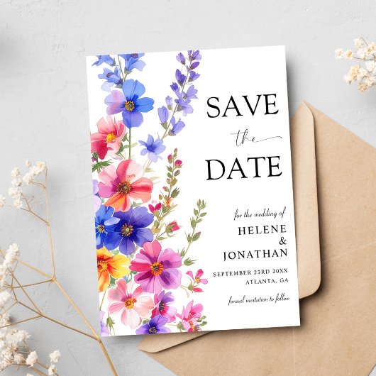 Wildflower Elegant Boho Rustic Garden Wedding Save The Date