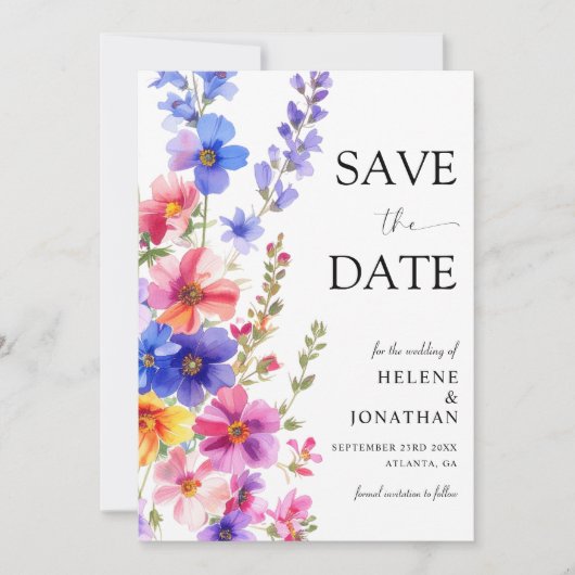 Wildflower Elegant Boho Rustic Garden Wedding Save The Date (Vorderseite)
