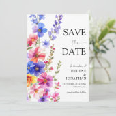 Wildflower Elegant Boho Rustic Garden Wedding Save The Date (Stehend Vorderseite)