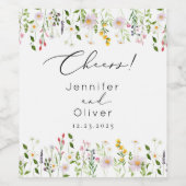 Wildflower elegant Classic Cheers Wedding Weinetikett (Einzelnes Label)