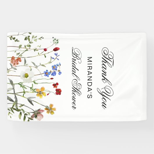 Wildflower Elegant Danke Brautparty Banner (Horizontal)