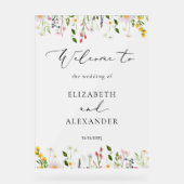  Wildflower Elegant Frosted Wedding Welcome  Acrylschild (Vorderseite)