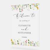  Wildflower Elegant Frosted Wedding Welcome  Acrylschild (Winkel)