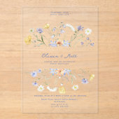 Wildflower Elegant Handwritten Wedding Wedding Acryleinladungen (Vorderseite)