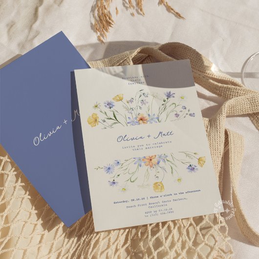 Wildflower Elegant Handwritten Wedding Wedding Einladung