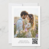 Wildflower Elegant minimalist Photo QR wedding Einladung (Rückseite)
