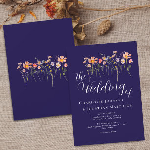 Wildflower Elegant Script Navy Blau Terrakotta Einladung