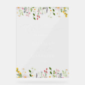  Wildflower Elegant Simple Wedding Welcome  Acrylschild (Vorderseite)
