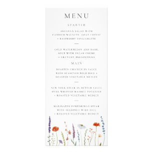 Wildflower-Elegante-Hochzeitsmenü Werbekarte