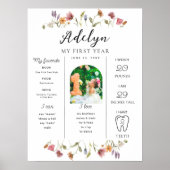 Wildflower-Erste-Geburtstags-Meilenstein-Schild Poster (Vorne)
