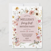 Wildflower Fairy 1st Birthday Princess Party Einladung (Vorderseite)
