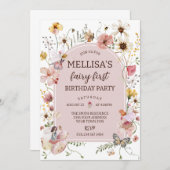 Wildflower Fairy 1st Birthday Princess Party Einladung (Vorne/Hinten)