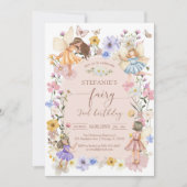 Wildflower Fairy First 1st Birthday Invitation Einladung (Vorderseite)