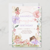 Wildflower Fairy First 1st Birthday Invitation Einladung (Vorderseite)