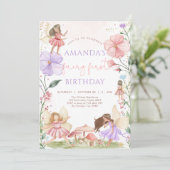 Wildflower Fairy First 1st Birthday Invitation Einladung (Stehend Vorderseite)