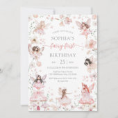 Wildflower Fairy First 1st Birthday Invitation Einladung (Vorderseite)