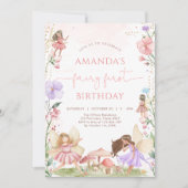 Wildflower Fairy First 1st Birthday Invitation Einladung (Vorderseite)