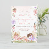 Wildflower Fairy First 1st Birthday Invitation Einladung (Stehend Vorderseite)