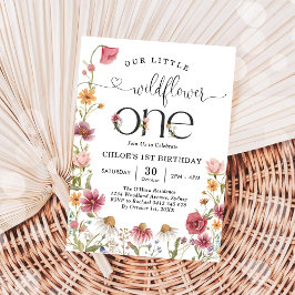 Wildflower Fairy One Girl 1st Birthday Invitation Einladung