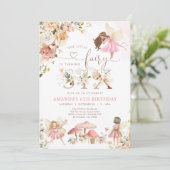 Wildflower Fairy Six Girl 6th Birthday Invitation Einladung (Stehend Vorderseite)