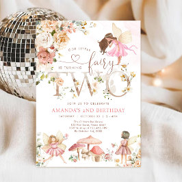 Wildflower Fairy Two Girl 2nd Birthday Invitation Einladung