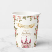 Wildflower Fairytale Castle Baby Shower Welcome  Pappbecher (Rückseite)