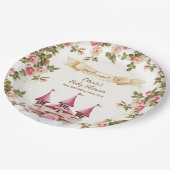 Wildflower Fairytale Castle Baby Shower Welcome  Pappteller (Schrägansicht)