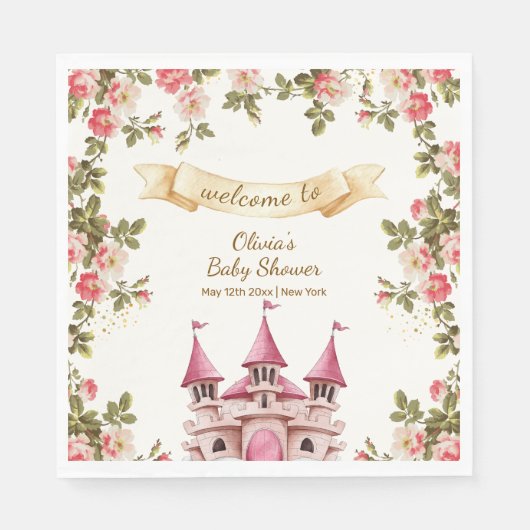 Wildflower Fairytale Castle Baby Shower Welcome Serviette (Vorderseite)