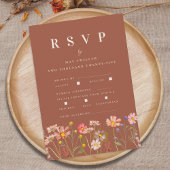 Wildflower Fall Terracotta Meal Options Wedding RSVP Karte