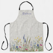 Wildflower Faux Linen Textured Apron Schürze (Vorderseite)