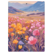Wildflower Field | Floral Landscape Painting Klemmbrett (Rückseite)