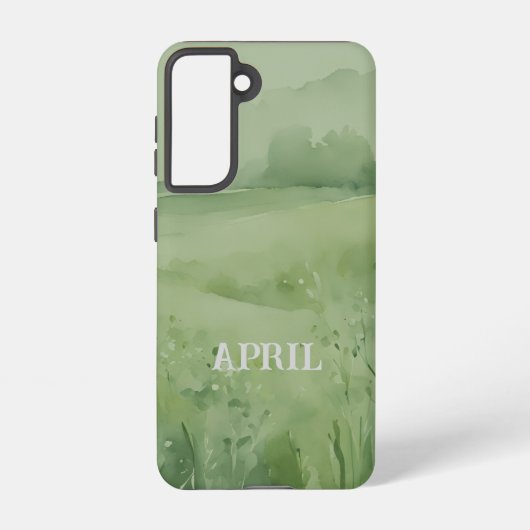 Wildflower field in green watercolor samsung galaxy hülle (Rückseite)