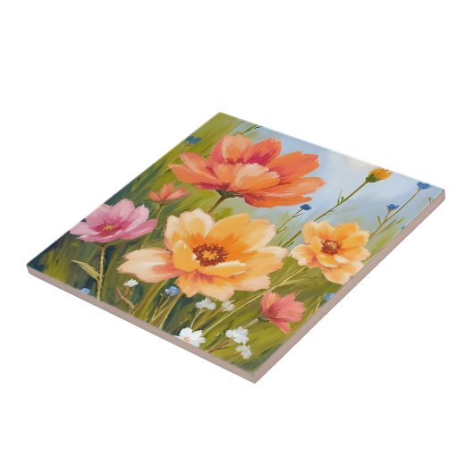 Wildflower Field | Watercolor Flowers Botanical Fliese (Seite)