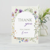 Wildflower First Birthday Dankeskarte (Stehend Vorderseite)