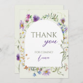 Wildflower First Birthday Dankeskarte (Vorne/Hinten)