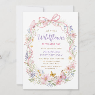Wildflower First Birthday Invitation Girl  Einladung