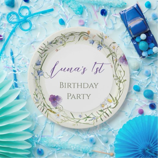 Wildflower First Birthday Pappteller (Party)