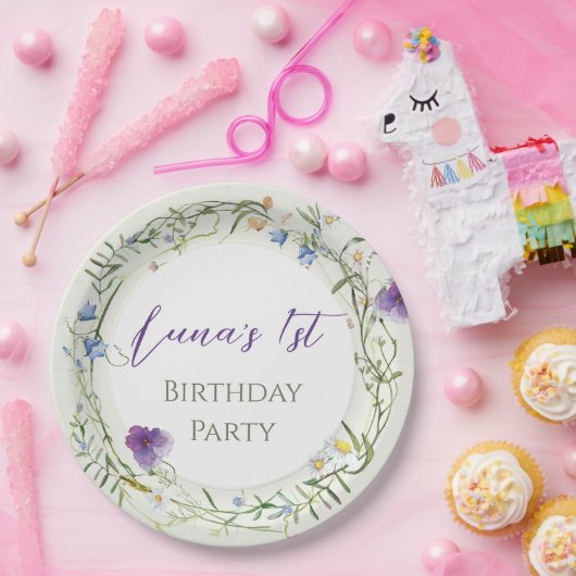 Wildflower First Birthday Pappteller (Party)