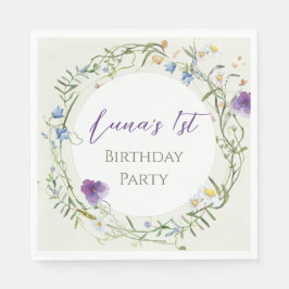 Wildflower First Birthday Serviette