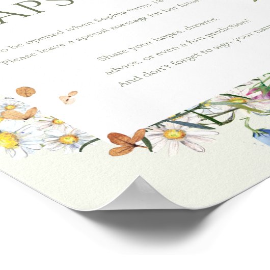 Wildflower First Birthday Time Capsule  Poster (Ecke)