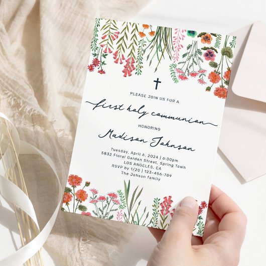 Wildflower First Holy Communion Einladung