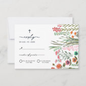 Wildflower First Holy Communion RSVP Karte (Vorderseite)